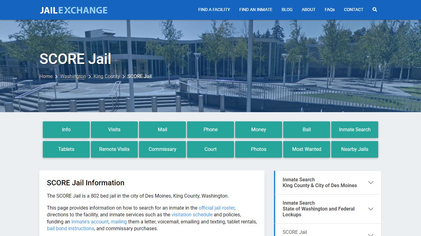SCORE Jail, WA Inmate Search, Information - Jail Exchange